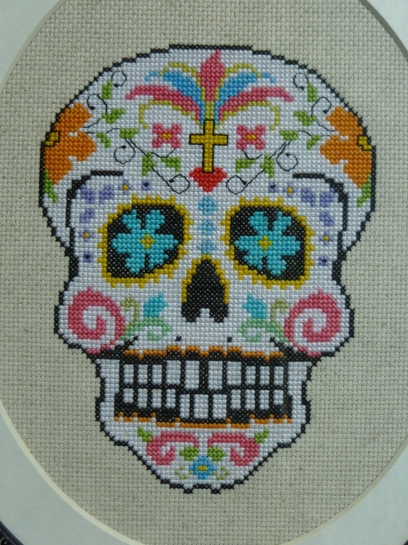 White Sugar Skull Cross Stitch Pattern | Etsy