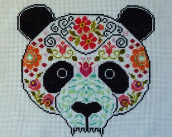 Panda Sugar Skull Cross Stitch Pattern