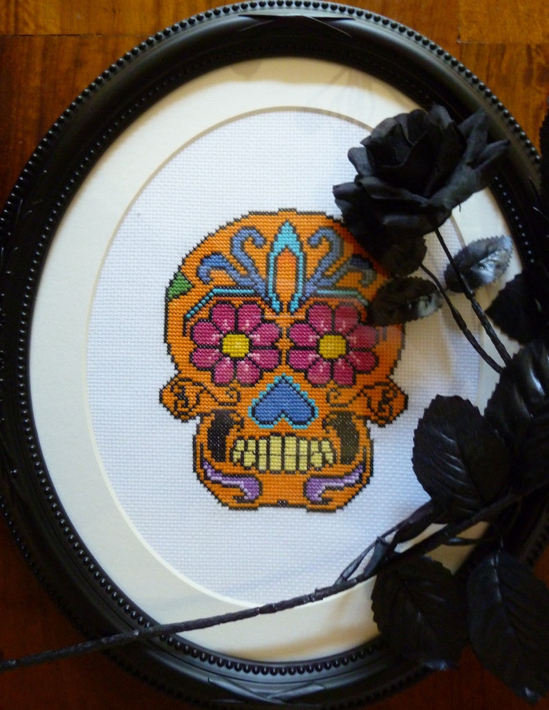 Orange Sugar SKULL Cross Stitch Pattern image 2