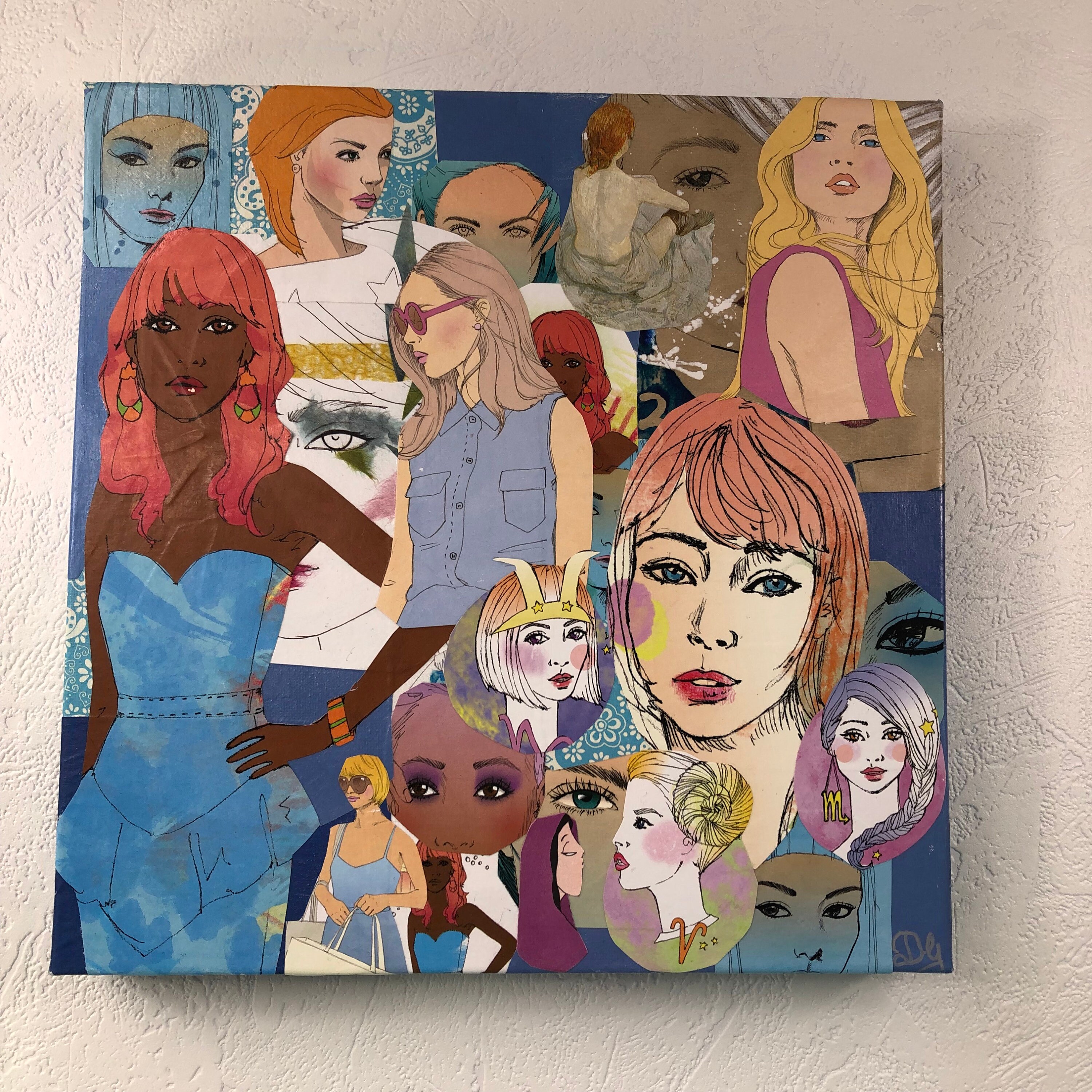 Tableaux Collage Carré Toile Tendue 1292