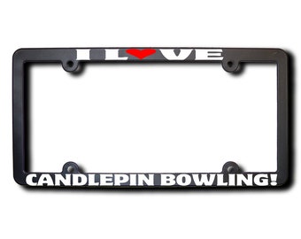 I Love Candlepin Bowling License Plate Frame