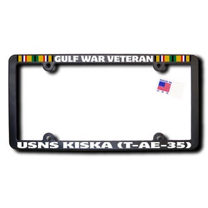 Gulf War Veteran USNS KISKA (T-AE-35) License Frame w/Reflective Text and Ribbons