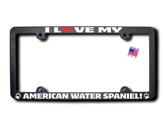 I Love My American Water Spaniel License  Frame