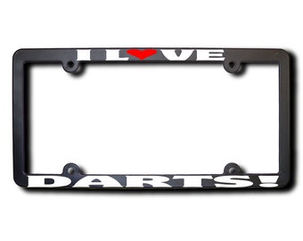 I Love Darts License Plate Frame