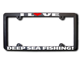I Love Deep Sea Fishing License Plate Frame