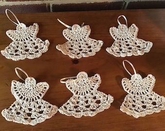 Handmade angels, angels, vintage, boho, shabbychic, church, ,thread crochet, ornaments, angel ornaments, prayer,