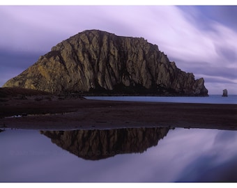 Moonlit Morro Rock 9 x 12 inch Fine Art Photograph, California, Moonlight, Surreal, Night, Storm, Clouds, Ocean, Beach, Bay, PCH, Highway 1