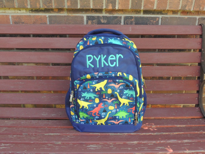 Dinosaur Backpack Lunch Box Monogrammed Backpack Boys Back Etsy