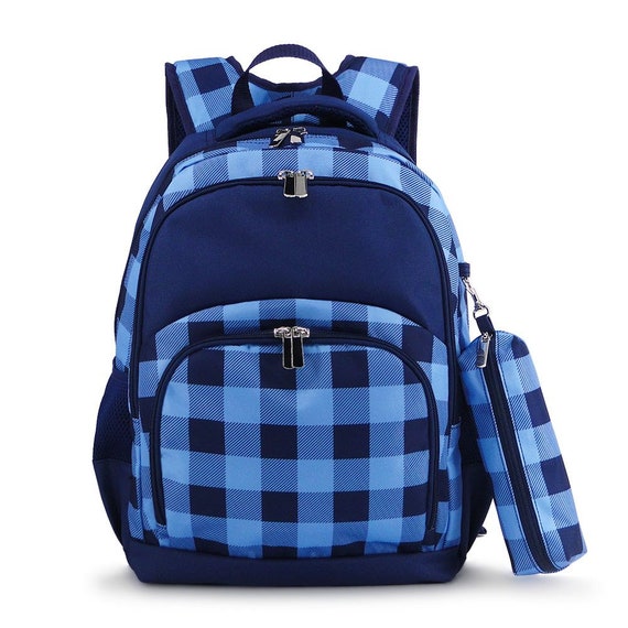 Buffalo Plaid Backpack Lunch Box Monogrammed Backpack Back Pack
