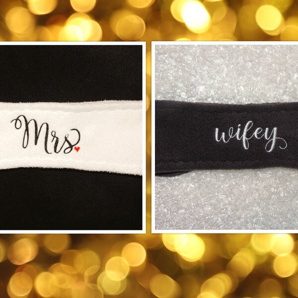 Monogram Fleece Headband, Mrs. Ear Warmers,  wifey Monogram Headband Bridal party ear warmers