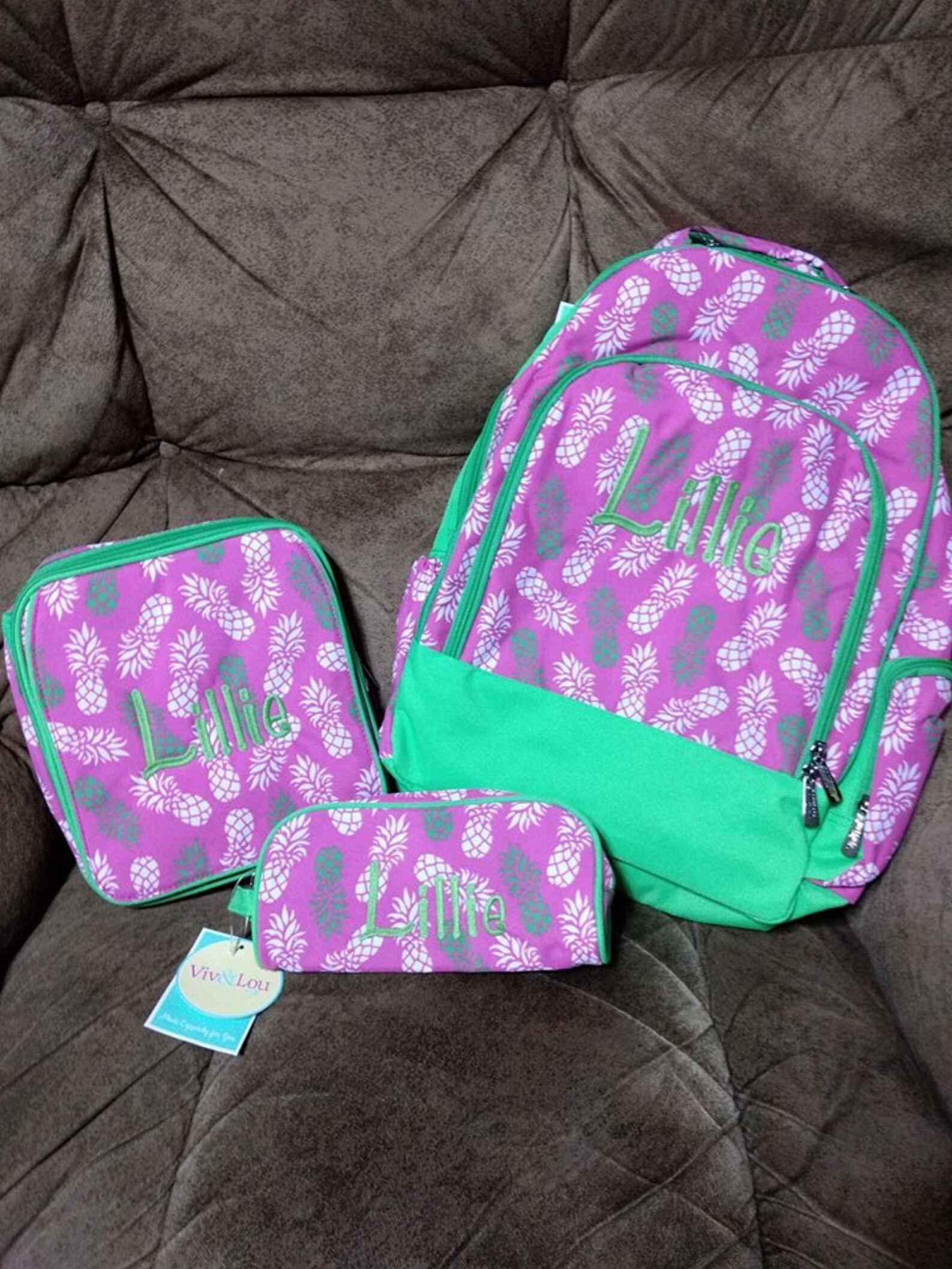 Backpack Lunch Box Monogrammed Backpack Pineapple Back Etsy