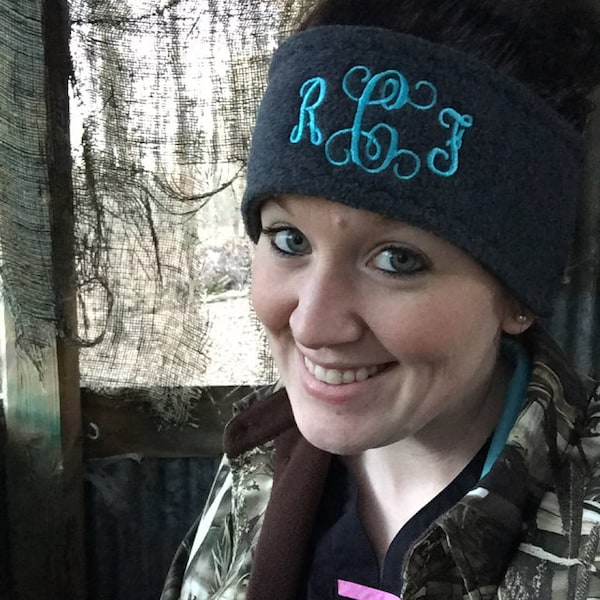 Monogram Fleece Headband, Ear Warmers, Monogram Headband - headwrap - Ski Band - Ear Muff Custom made, Best price