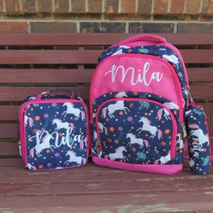 Pink Unicorn Backpack, Lunch Box, Monogrammed backpack, personalized  back pack, diaper bag FREE Monogramming