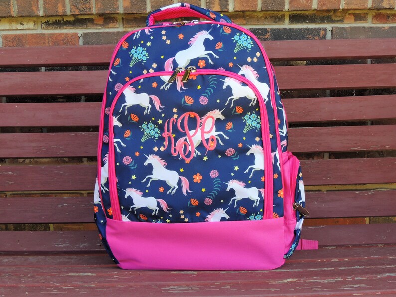 personalized unicorn backpack and lunchbox