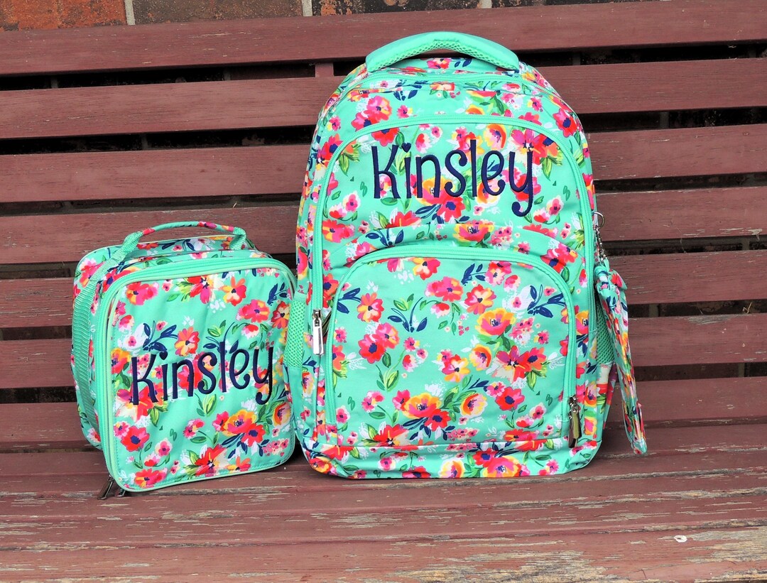 Navy Stripe Glossy Backpack with Drink Pockets by Mint Sweet Little Things main image 0