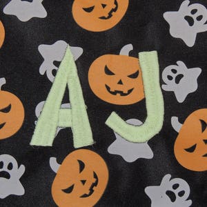 Monogrammed Halloween bag, Halloween bucket, Pumpkin and ghost Halloween bucket, treat or trick bag, Sand bucket, baby gift image 2