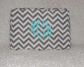 Bridesmaids Gift, Mothers Day, Makeup bag, Monogrammed makeup bag,  cosmetic bag, chevron cosmetic bag, Top seller