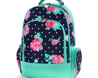 Peony Backpack, Peony Full Sized Laptop School Backpack, Monogrammed backpack, back pack, diaper bag