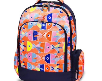 Fish Backpack, Lunch Box, Monogrammed backpack, back pack, diaper bag FREE Monogramming