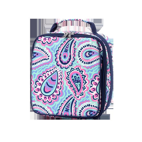 Sophie lunch box, Monogrammed lunch box, Purple Paisley
