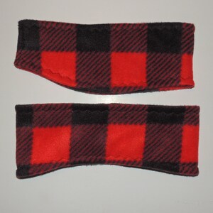 Buffalo Plaid Monogram Fleece Headband, Ear Warmers, Monogram Headband Ear Warmers Ski Band Ear Muff Custom made, Best price image 3