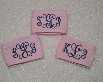 Monogrammed Spa Headband,Cotton Waffle Weave Headband, monorgrammed headband, Bride to be