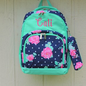 Personalized Backpack, Peony Backpack, Lunch Box, Monogrammed backpack, back pack, diaper bag FREE Monogramming image 5