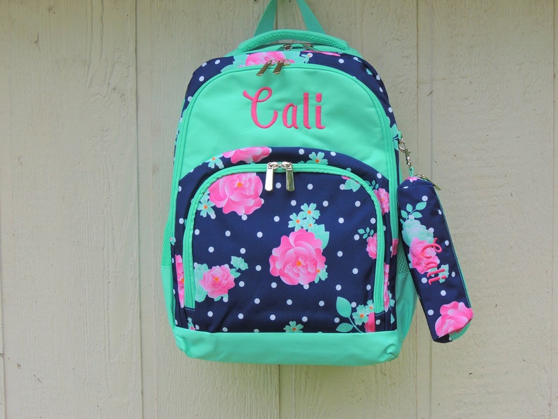 Personalized Backpack, Peony Backpack, Lunch Box, Monogrammed backpack, back pack, diaper bag FREE Monogramming image 5