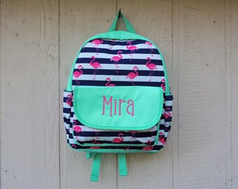flamingo backpack and lunchbox