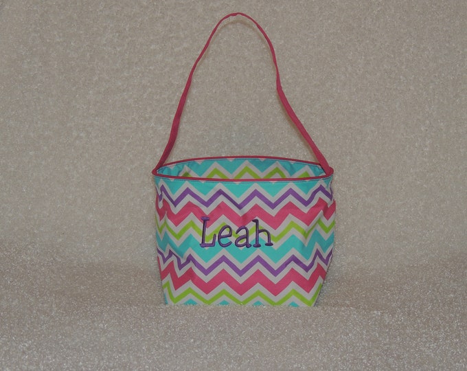 Monogrammed Easter Basket Personalized Easter Basket Chevron Etsy
