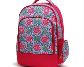 Hot Pink Medallion Backpack, Lunch Box, Monogrammed backpack, back pack, diaper bag FREE Monogramming