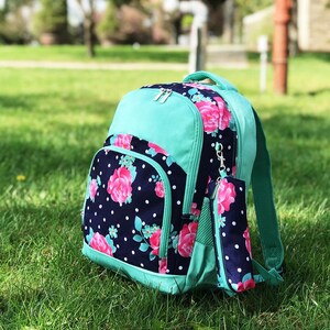 Personalized Backpack, Peony Backpack, Lunch Box, Monogrammed backpack, back pack, diaper bag FREE Monogramming image 3