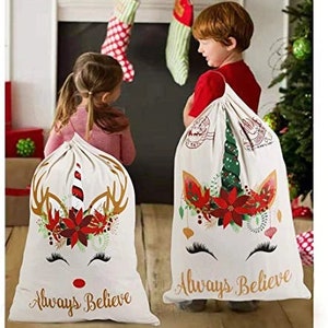 Unicorn Sack. Santa Sack, Santa bag,  Santa  present sacks, Christmas gift sacks, Santa Bag