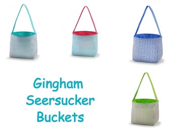 Easter Basket, Personalized Easter Bucket,  TOP SELLER, Seersucker Easter Bucket