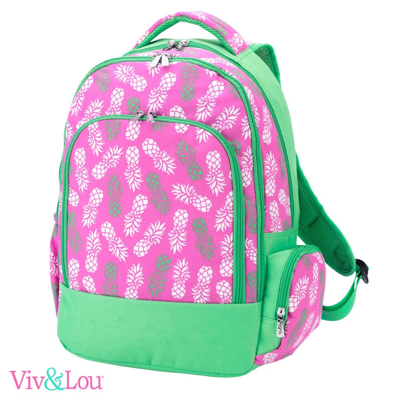Backpack Lunch Box Monogrammed Backpack Pineapple Back Etsy