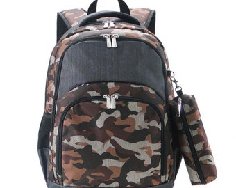 Grey Camo Backpack, Lunch Box, Monogrammed backpack, back pack, diaper bag FREE Monogramming