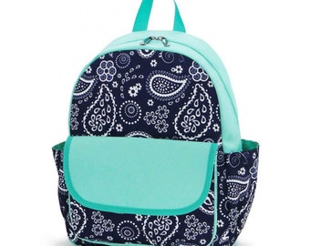 Navy Paisley Preschool Backpack, Lunch Box, Monogrammed backpack, back pack, diaper bag FREE Monogramming