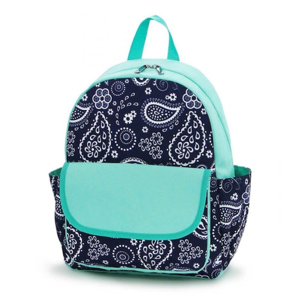 Navy Paisley Preschool Backpack, Lunch Box, Monogrammed backpack, back pack, diaper bag FREE Monogramming