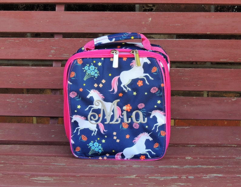 Pink Unicorn Backpack Lunch Box Monogrammed Backpack Back - Etsy