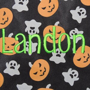 Monogrammed Halloween bag, Halloween bucket, Pumpkin and ghost Halloween bucket, treat or trick bag, Sand bucket, baby gift image 5