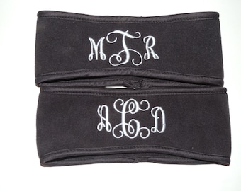 Ear Warmers, Black Fleece Headband. Monogrammed headband, Cheer headband, Fleece Ear Warmer