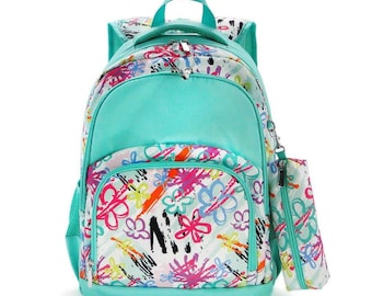 Backpack, Painted Floral Backpack, Lunch Box, Monogrammed backpack, back pack, diaper bag FREE Monogramming