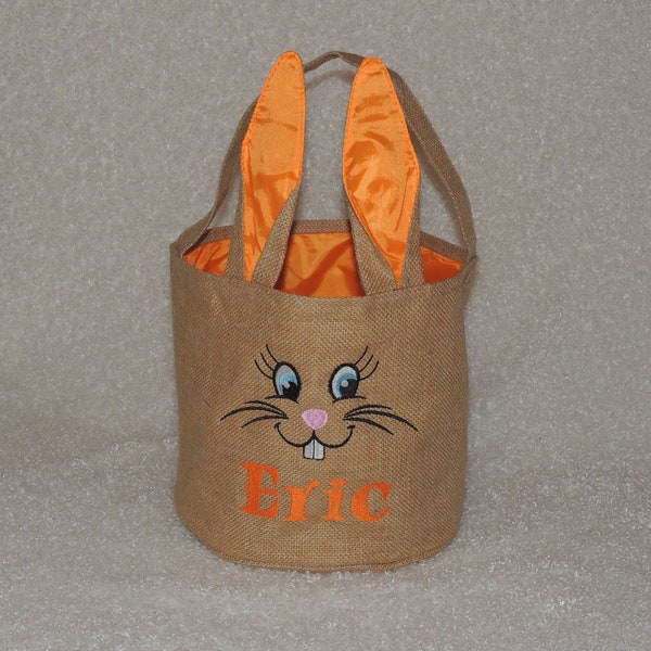 Monogrammed Easter Basket, personalized easter bucket, Burlap Bunny Ear Basket, Top Seller, Beach tote, Sand bucket