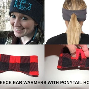 WHOLESALE  Fleece ear warmers with ponytail hole,  Headbands, Fleece head band, Ear Warmers, wholesale blank fleece headband