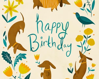Happy Birthday Dachshund Card
