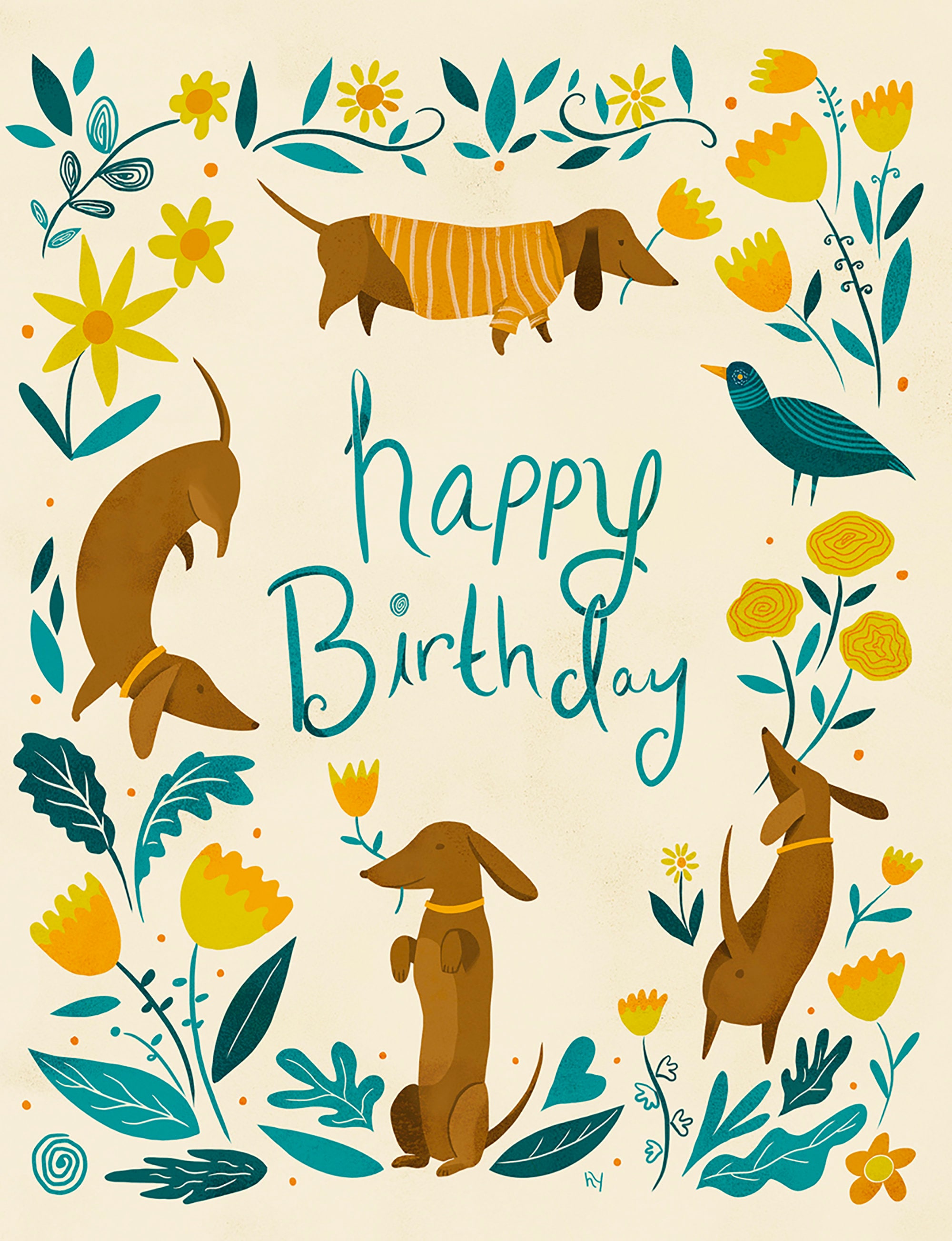 Happy Birthday Dachshund Card - Etsy