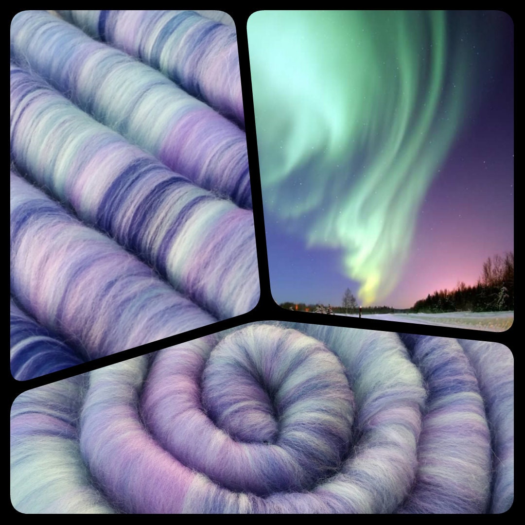 Rolags - Punis - "Aurora Borealis" - Fiber For Handspinning
