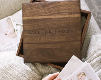 Personalized Gifts for Mom - Wooden Keepsake Box -  Baby Keepsake Box for Mother's Day - Baby Memory Box in Walnut - Mom Gift Personalized