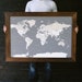 World Map Push Pin Travel Map Wall Art Wood Framed with Pins 24 x 36