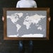 World Map Push Pin Travel Map Wall Art Wood Framed with Pins 24 x 36 